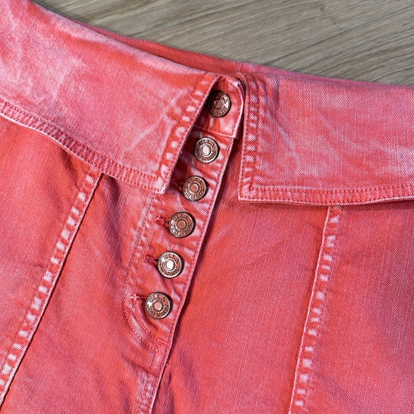 Ulla Johnson Kase Foldover Denim Shorts Coral High Waisted 5 Button 6 - Picture 5 of 8